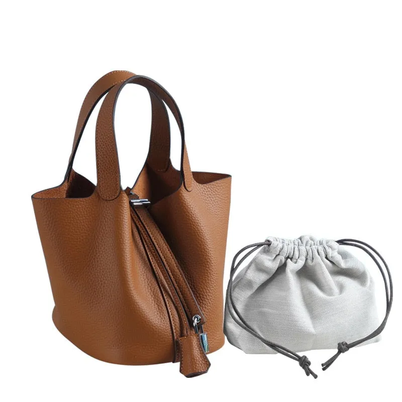 100% Genuine Leather Women Handbags Women Bags Designer Tote Bag Classical Soft Leather Bucket