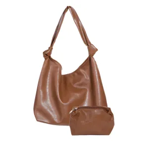 2 in 1 Weathered Faux Leather Tote Bag