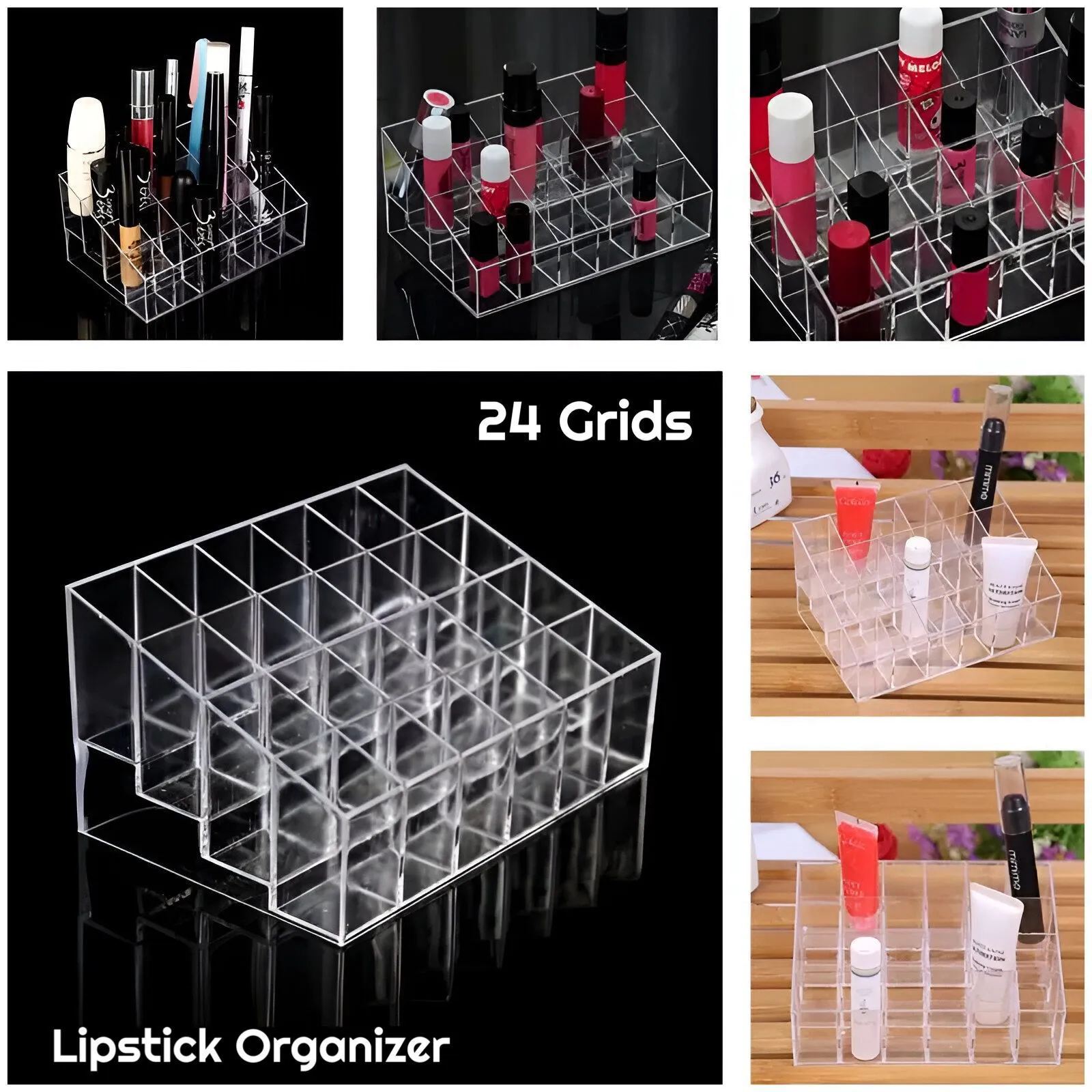 24 Grids Transparent Lipstick Organizer (with Box Packing)