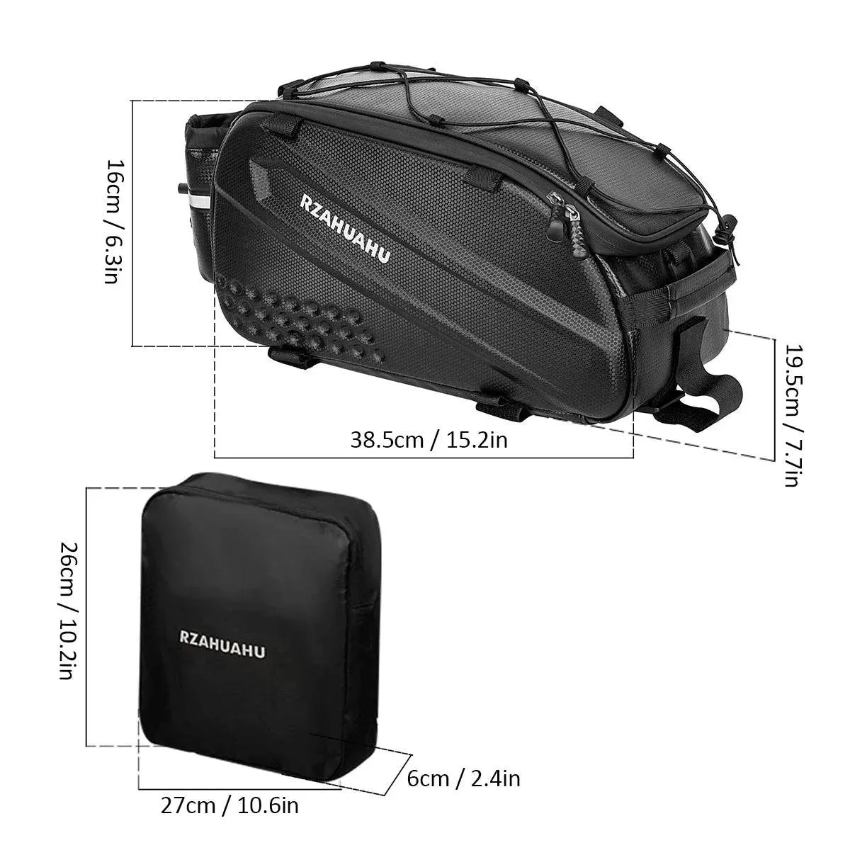 3 in 1 Bike Rack Bag Trunk Bag Waterproof Bicycle Rear Seat Bag with 2 Side Hanging Bags Cycling Cargo Luggage Bag Shoulder Bag