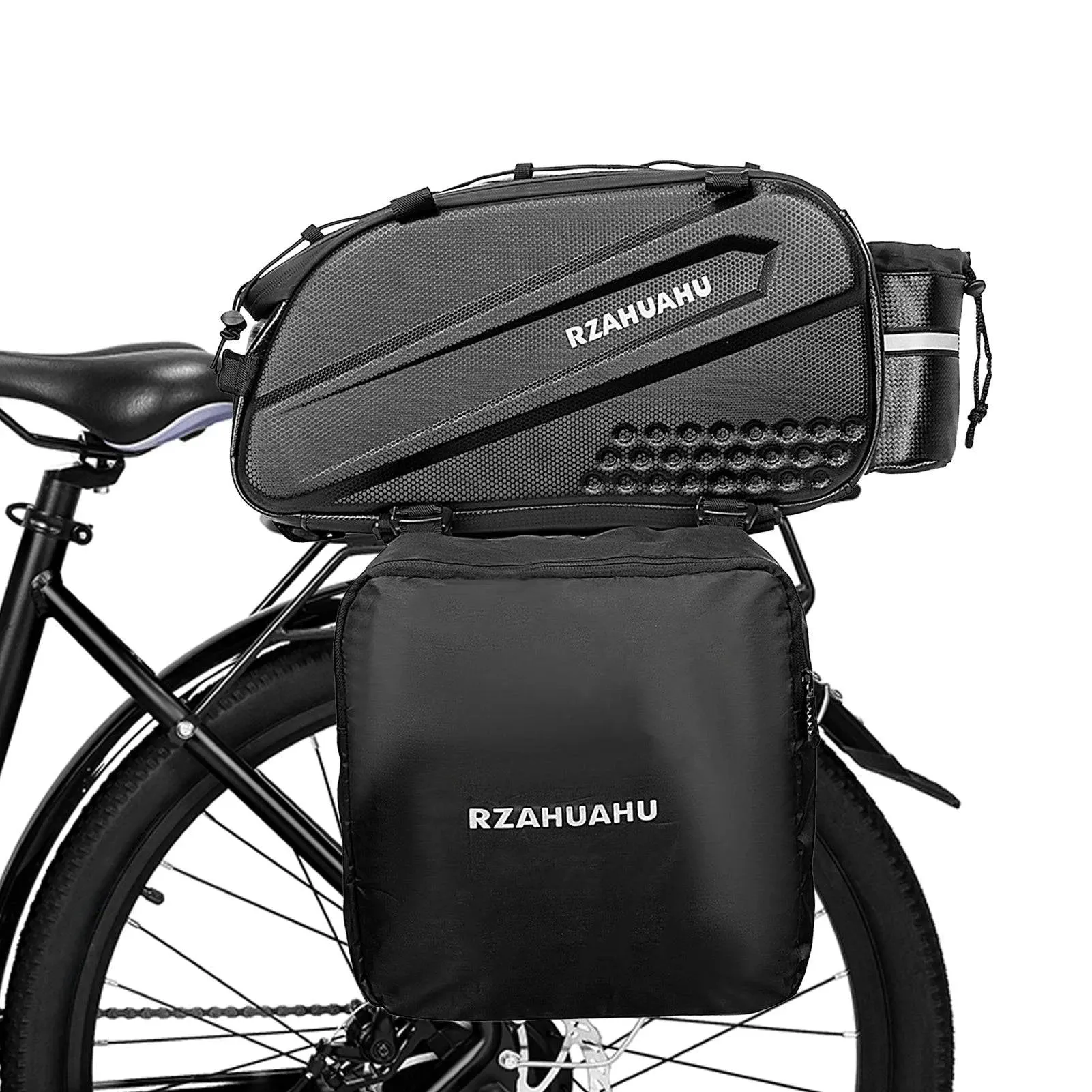 3 in 1 Bike Rack Bag Trunk Bag Waterproof Bicycle Rear Seat Bag with 2 Side Hanging Bags Cycling Cargo Luggage Bag Shoulder Bag