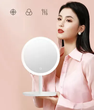 3 Modes LED Makeup Mirror with Storage Base-(5510)White(SA2405-161)