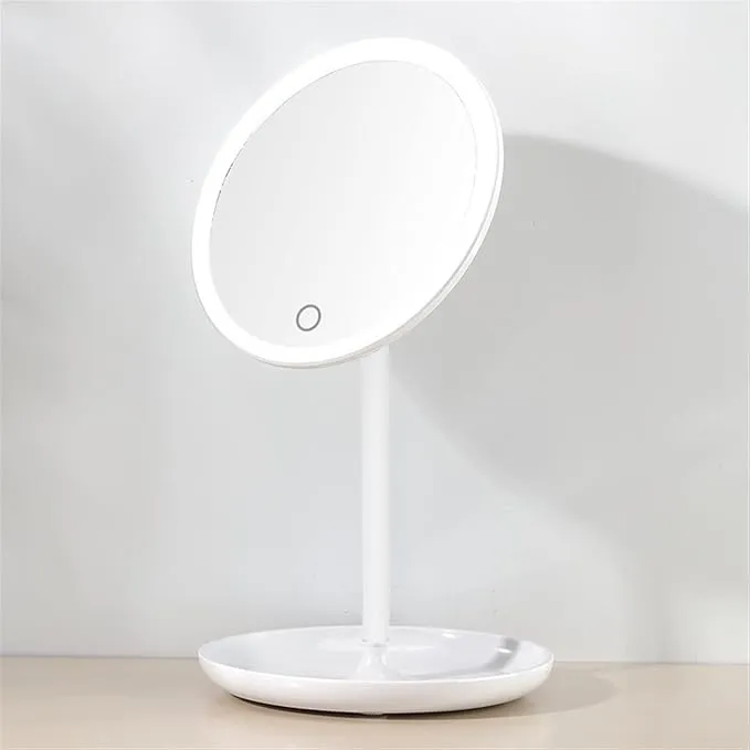 3 Modes LED Makeup Mirror with Storage Base-(5510)White(SA2405-161)