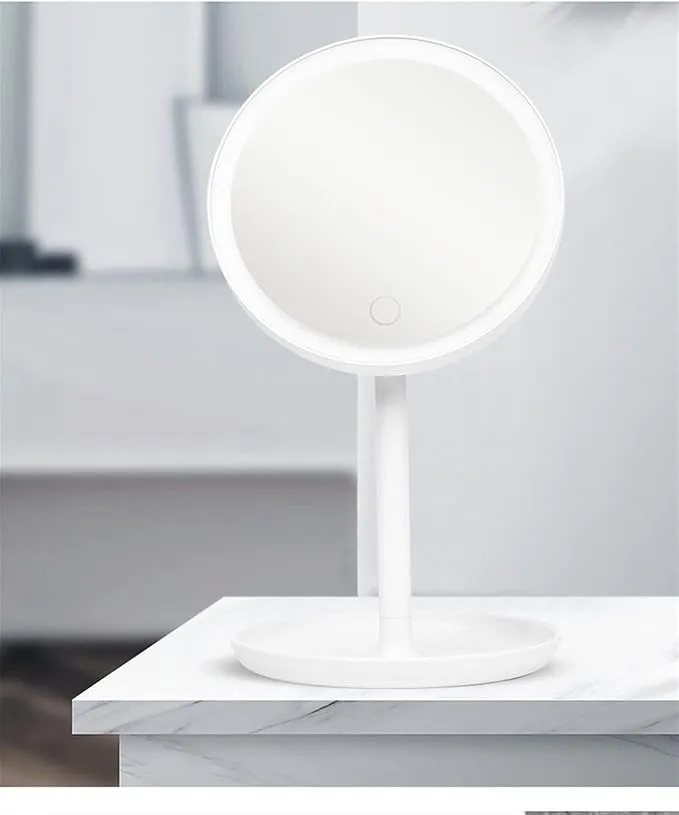 3 Modes LED Makeup Mirror with Storage Base-(5510)White(SA2405-161)