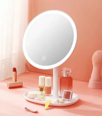 3 Modes LED Makeup Mirror with Storage Base-(5510)White(SA2405-161)