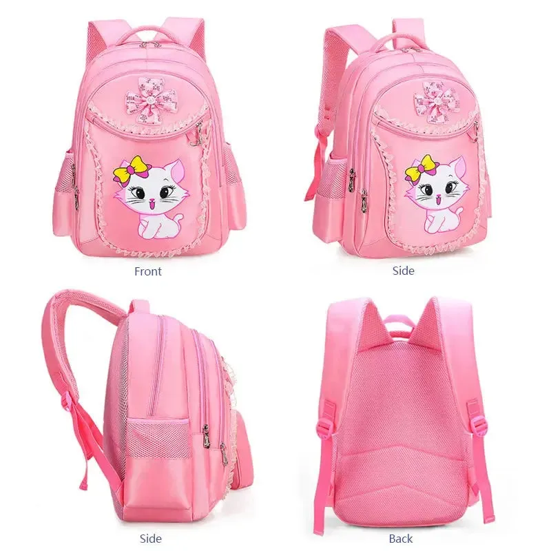 3 Pieces Pink Cat Children Backpack School Bags for girls 4136-1