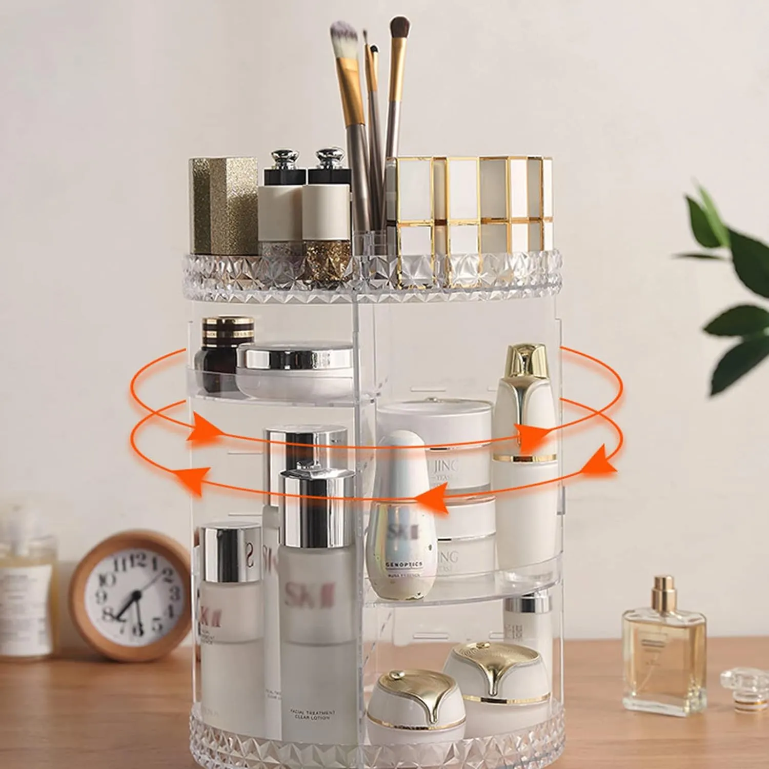 360 Rotating Makeup & Skin Care Organizer Desktop Large Capacity Acrylic Organizer