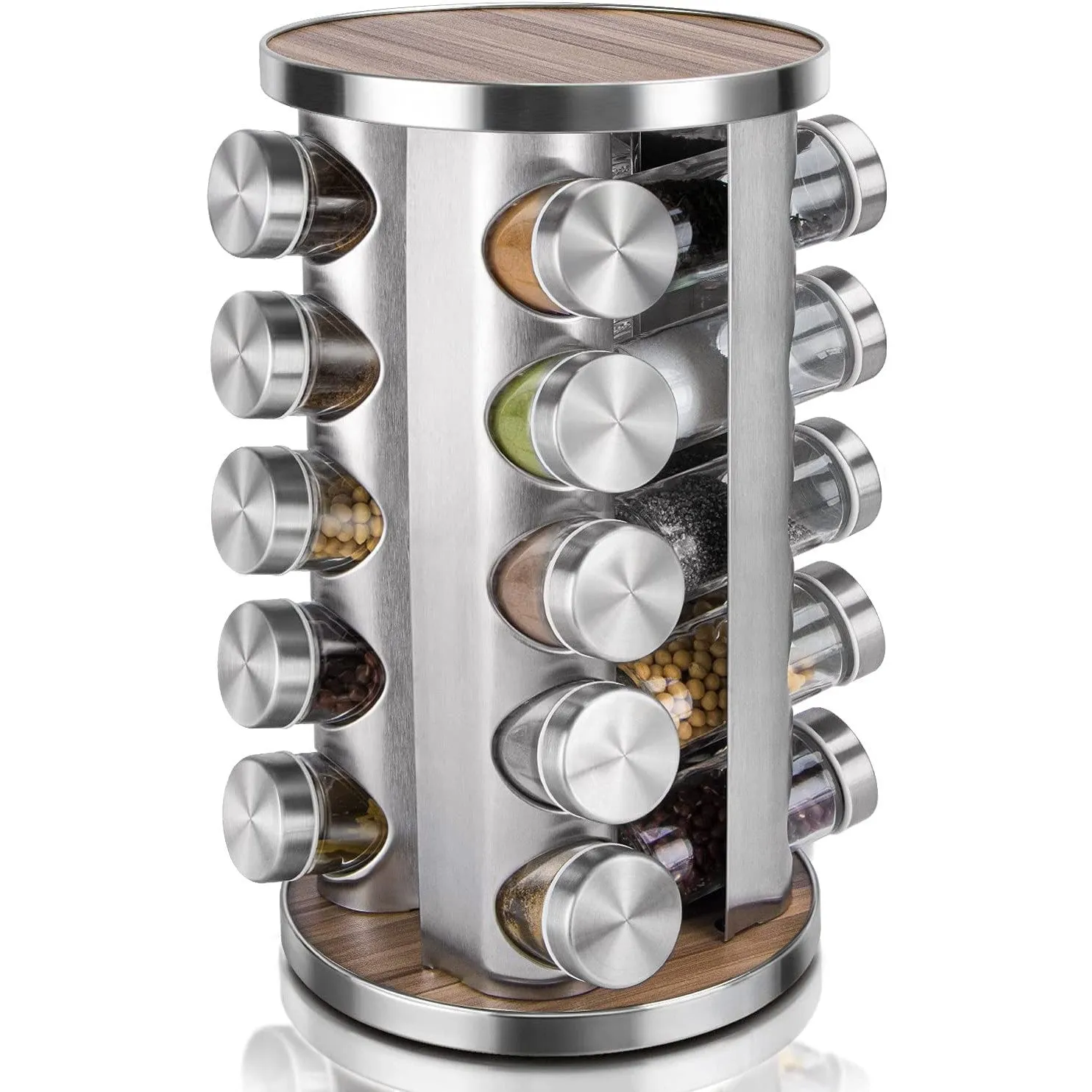 360° Rotating Spice Rack with 20 Refillable Jars, GOMINIMO