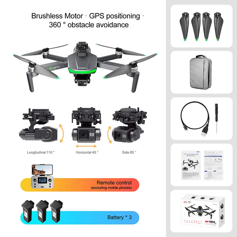 4K Drone S155 Pro 3-Axis Gimbal Obstacle Avoidance GPS 5G Relay WIFI Brushless Quadcopter