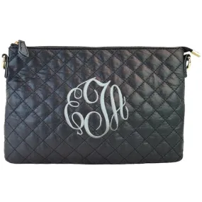 8627 Monogrammable Quilted Zipper Pouch Wristlet Fashion Clutch/Crossbody