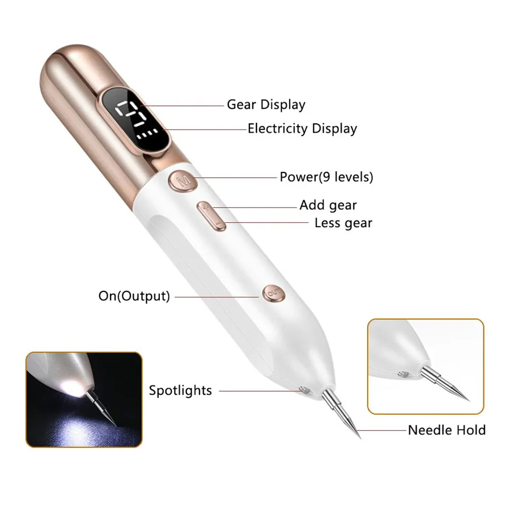 9 Speed LCD Display Mole Pimple Tag Tattoo Remover- USB Charging