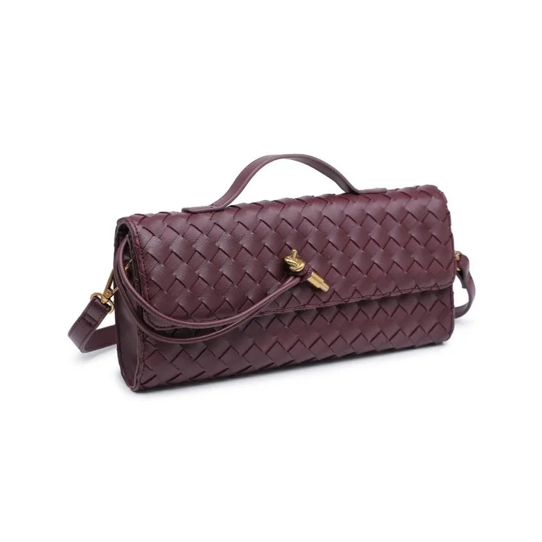 Ada Top Handle Woven East West Clutch Crossbody Wine