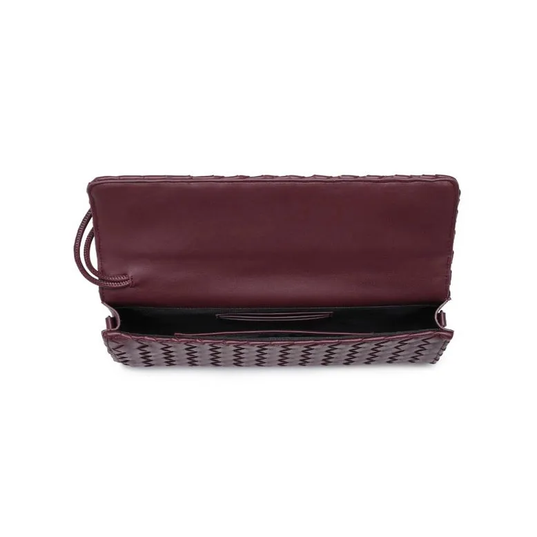 Ada Top Handle Woven East West Clutch Crossbody Wine