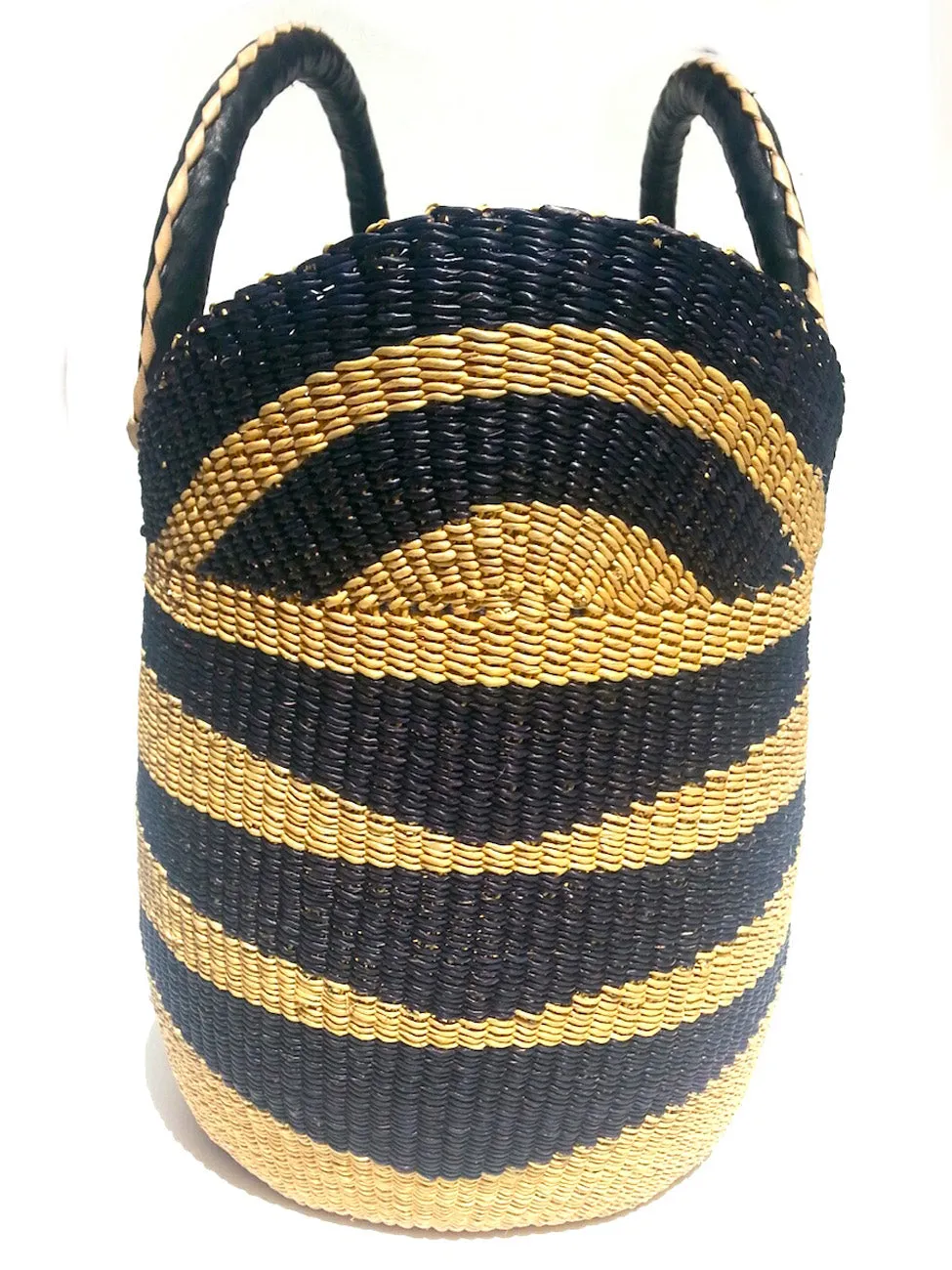 African Market Shopper Tote Bag Leather Handles