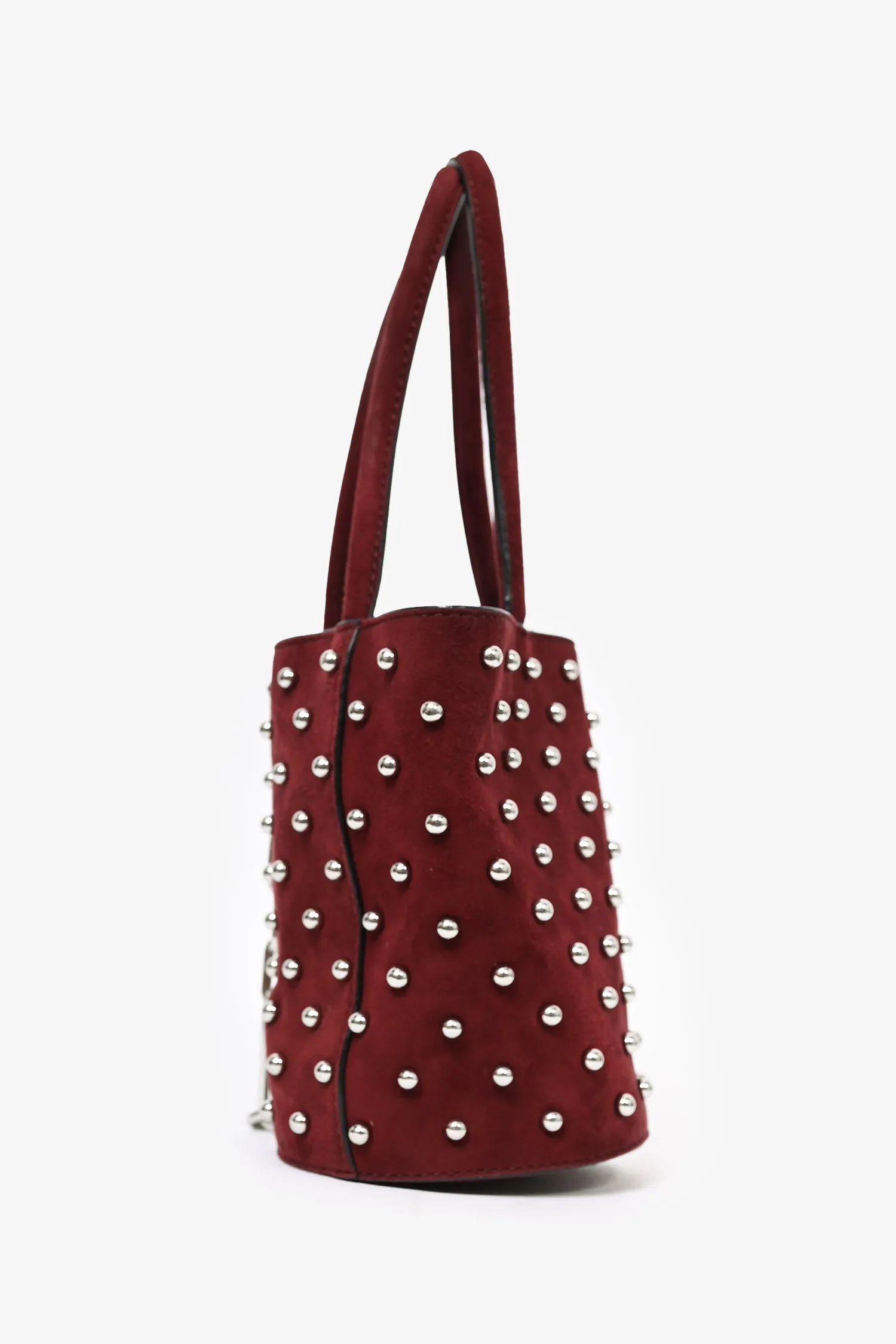 Alexander Wang Burgundy Studded Mini Bucket Bag