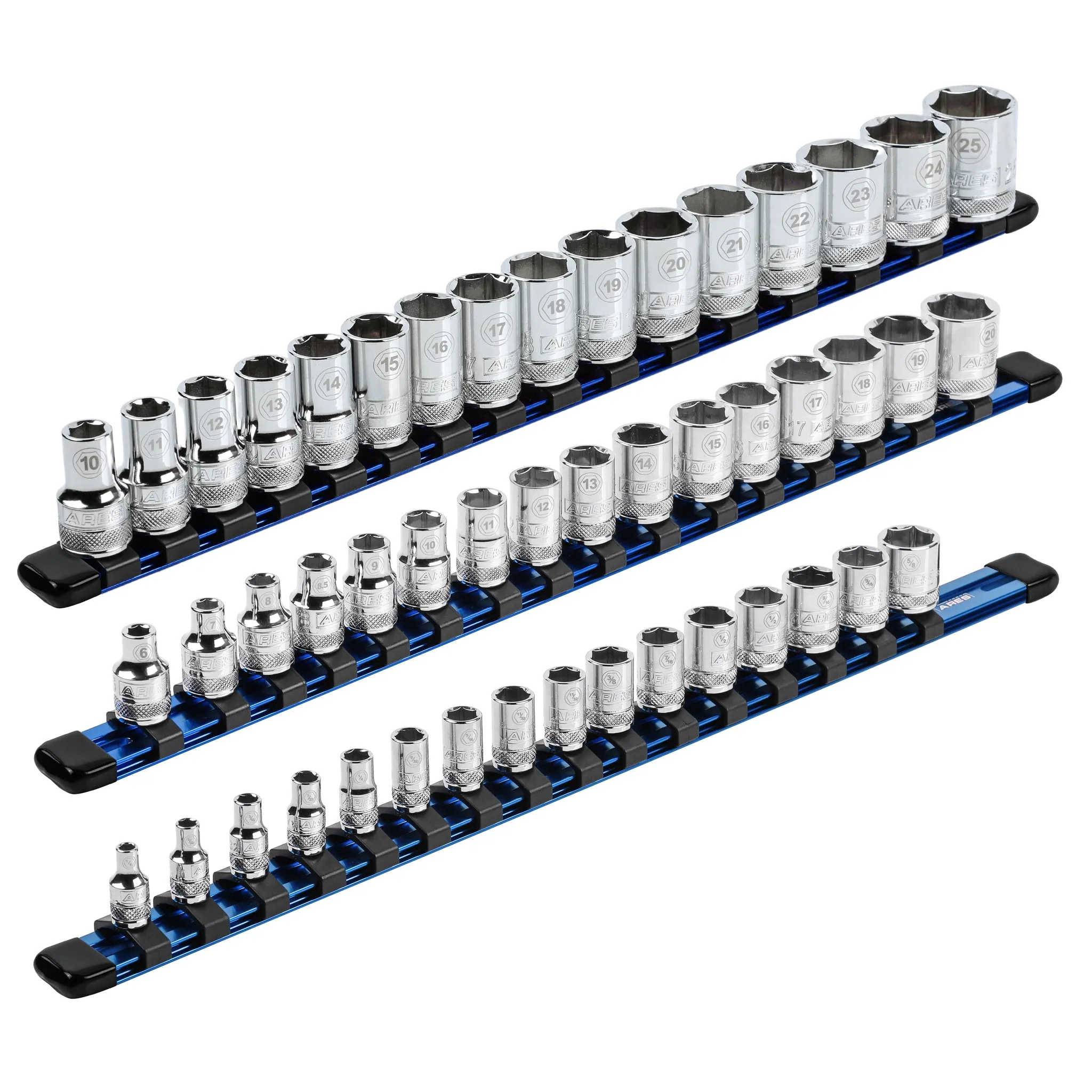 ARES 60041 - 3-Piece Blue Aluminum Socket Rail Set