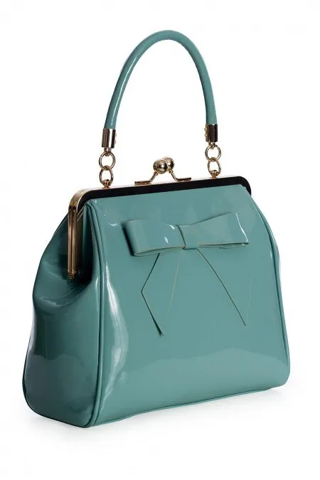 Baby Blue Classic Retro Bow Kisslock Handbag