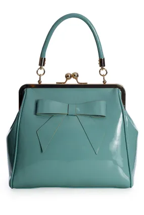 Baby Blue Classic Retro Bow Kisslock Handbag