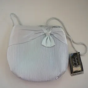 Baby Blue Satin Pleated Bow Purse