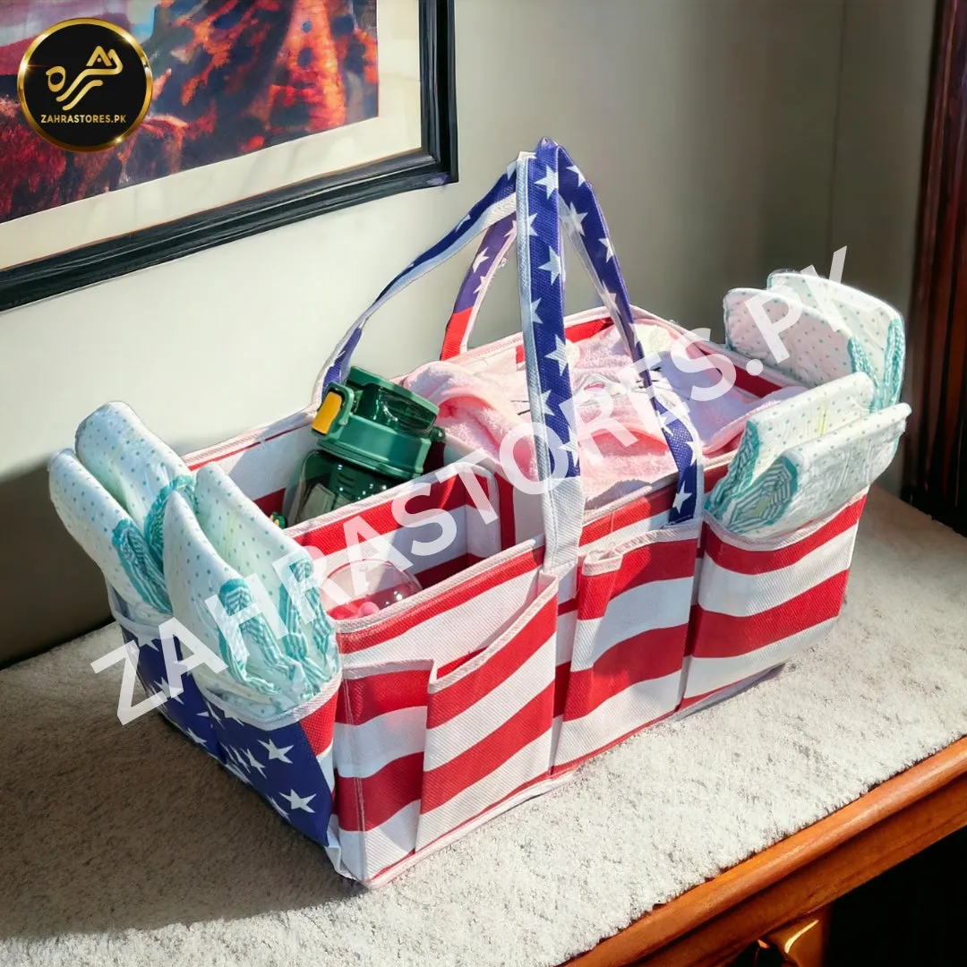 Baby Diaper Caddy Organizer (USA Flag)