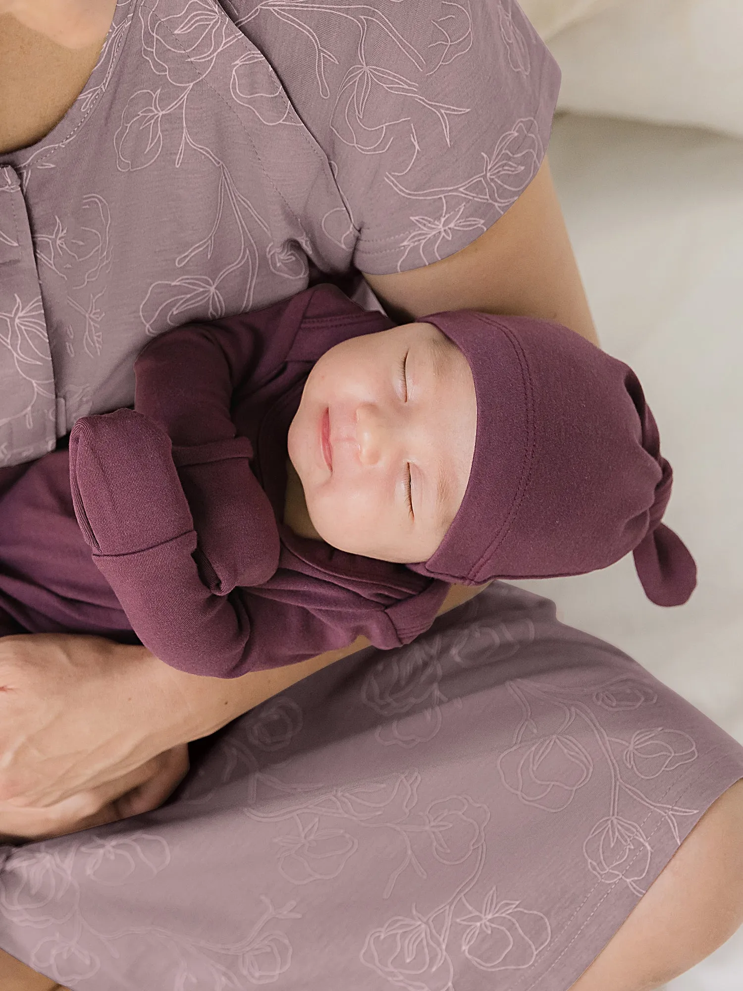 Baby Knotted Gown & Hat Set | Burgundy Plum