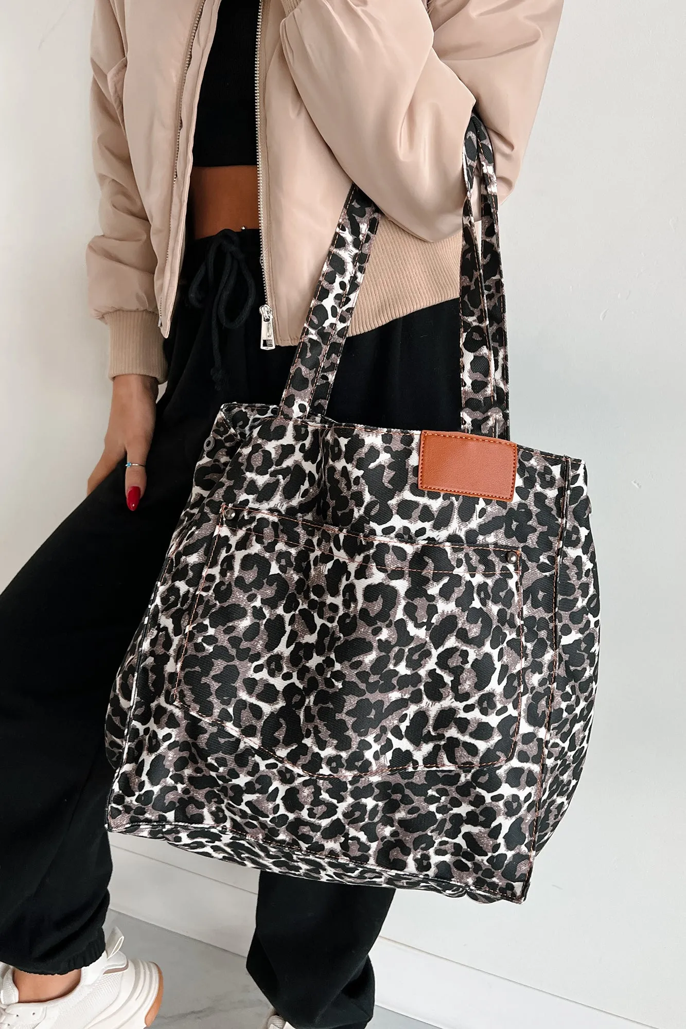 Bag & Boujee Expandable Leopard Print Taupe (Ivory Leopard)