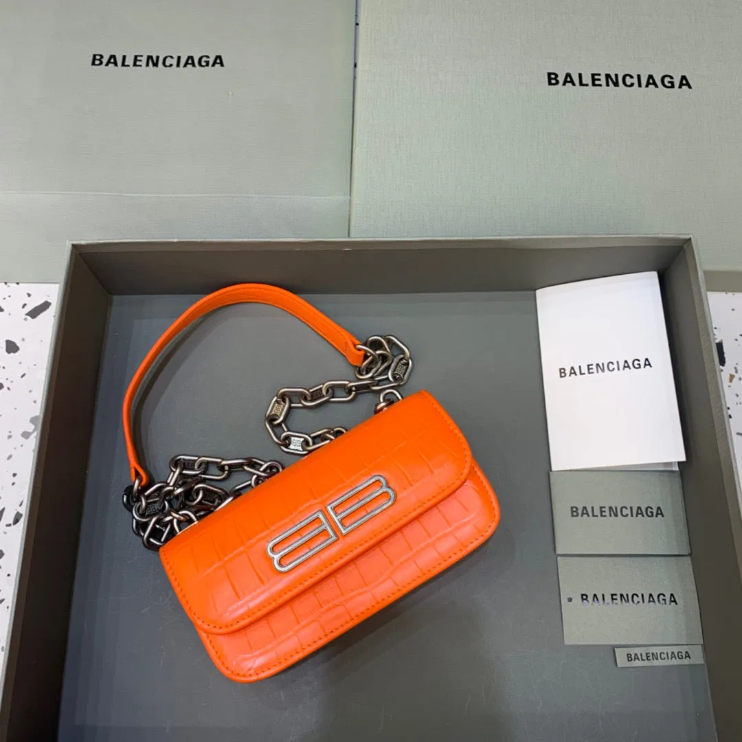 Balen Gossip Small On Chain Shoulder Bag Orange, For Women,  Bags 7.4in/19cm