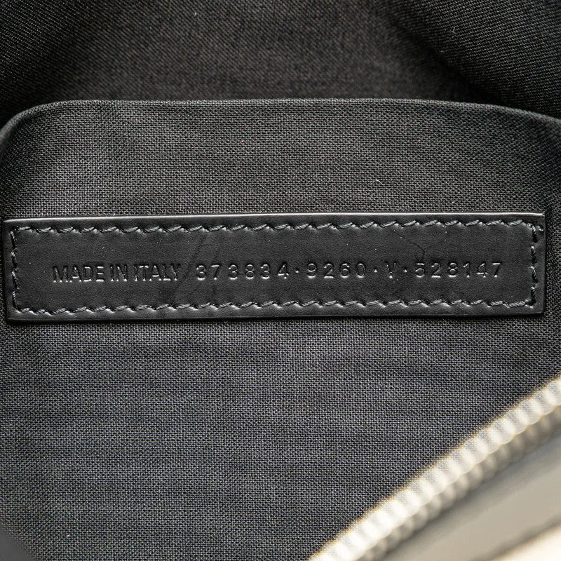 Balenciaga Navy Clip M Canvas Leather Clutch