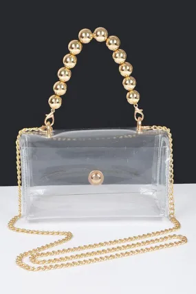 Beaded Handle Iconic Stadium Clutch Bag