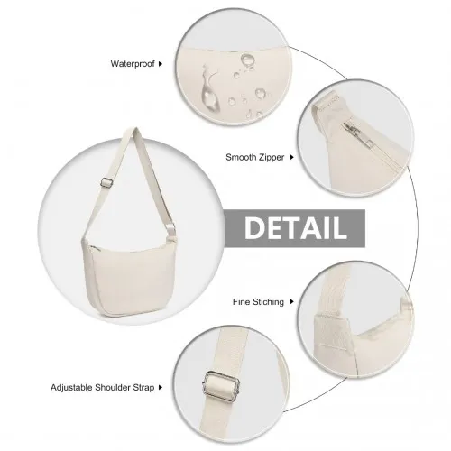 Beige Water-resistant Nylon Crossbody Bag with Comfortable Cotton Strap - Perfect for Everyday Use