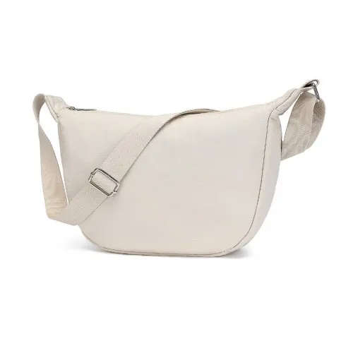 Beige Water-resistant Nylon Crossbody Bag with Comfortable Cotton Strap - Perfect for Everyday Use