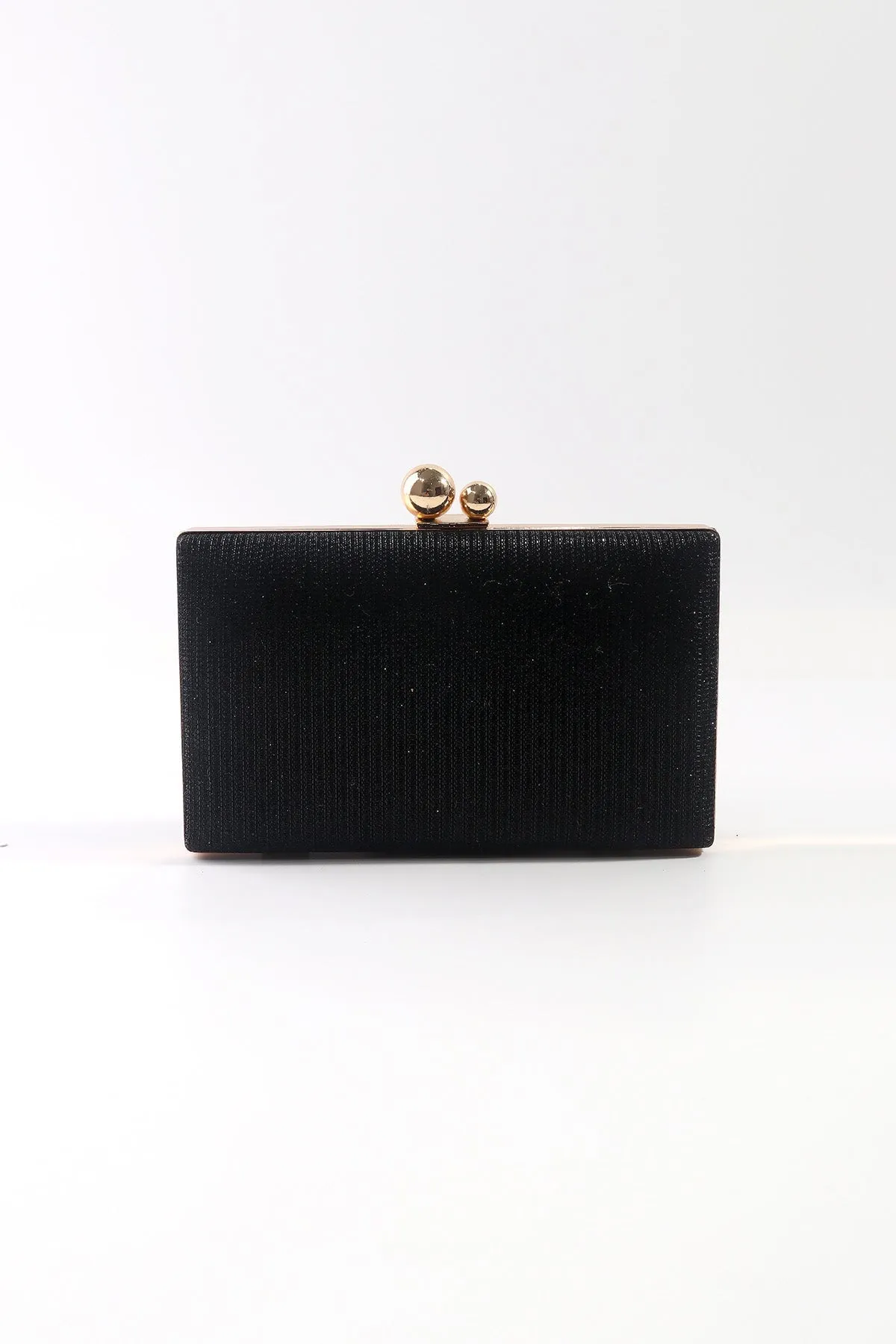 Black Lurex Hard Shell Clutch