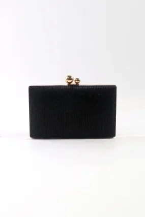 Black Lurex Hard Shell Clutch