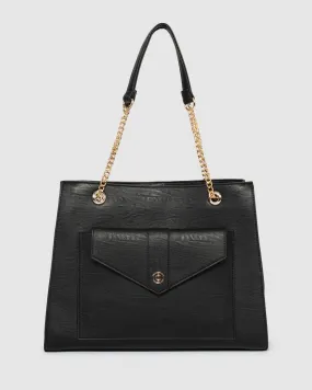 Black Megan Chain Tote Bag