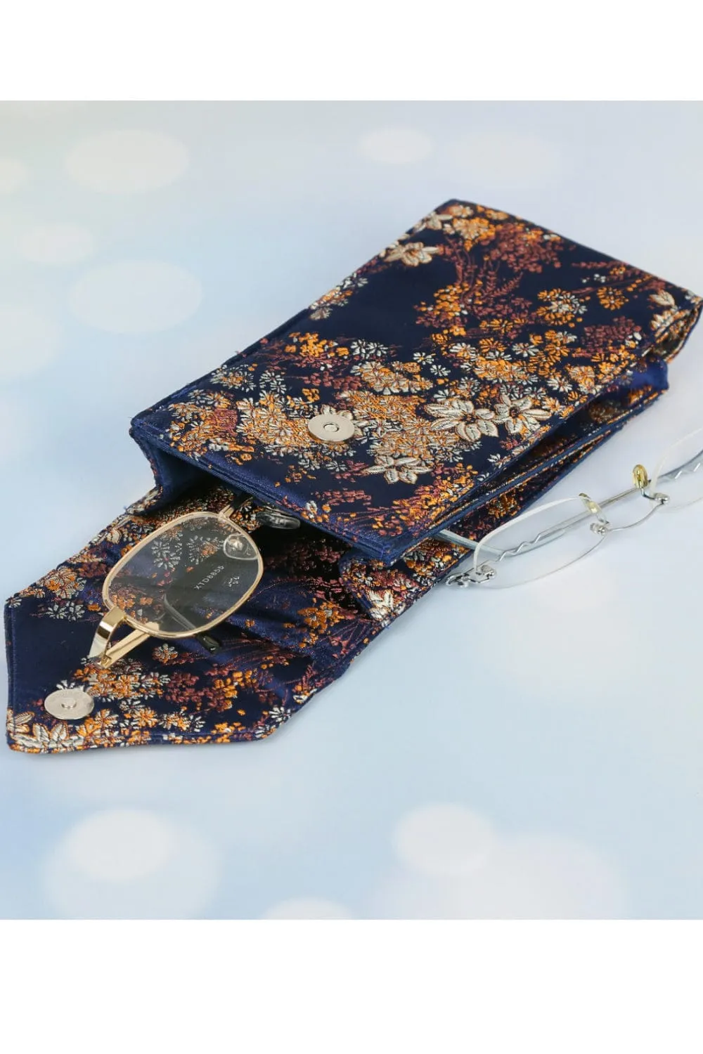 Blue Floral Eye Glass Case