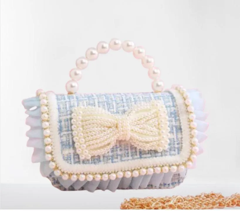 Blue Sky Pearly Bow Purse