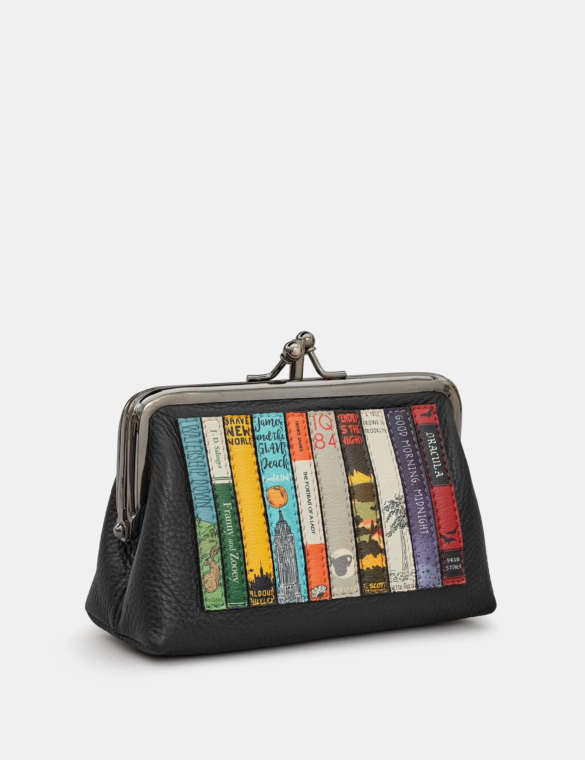 Bookworm Black Leather Aubrey Frame Purse