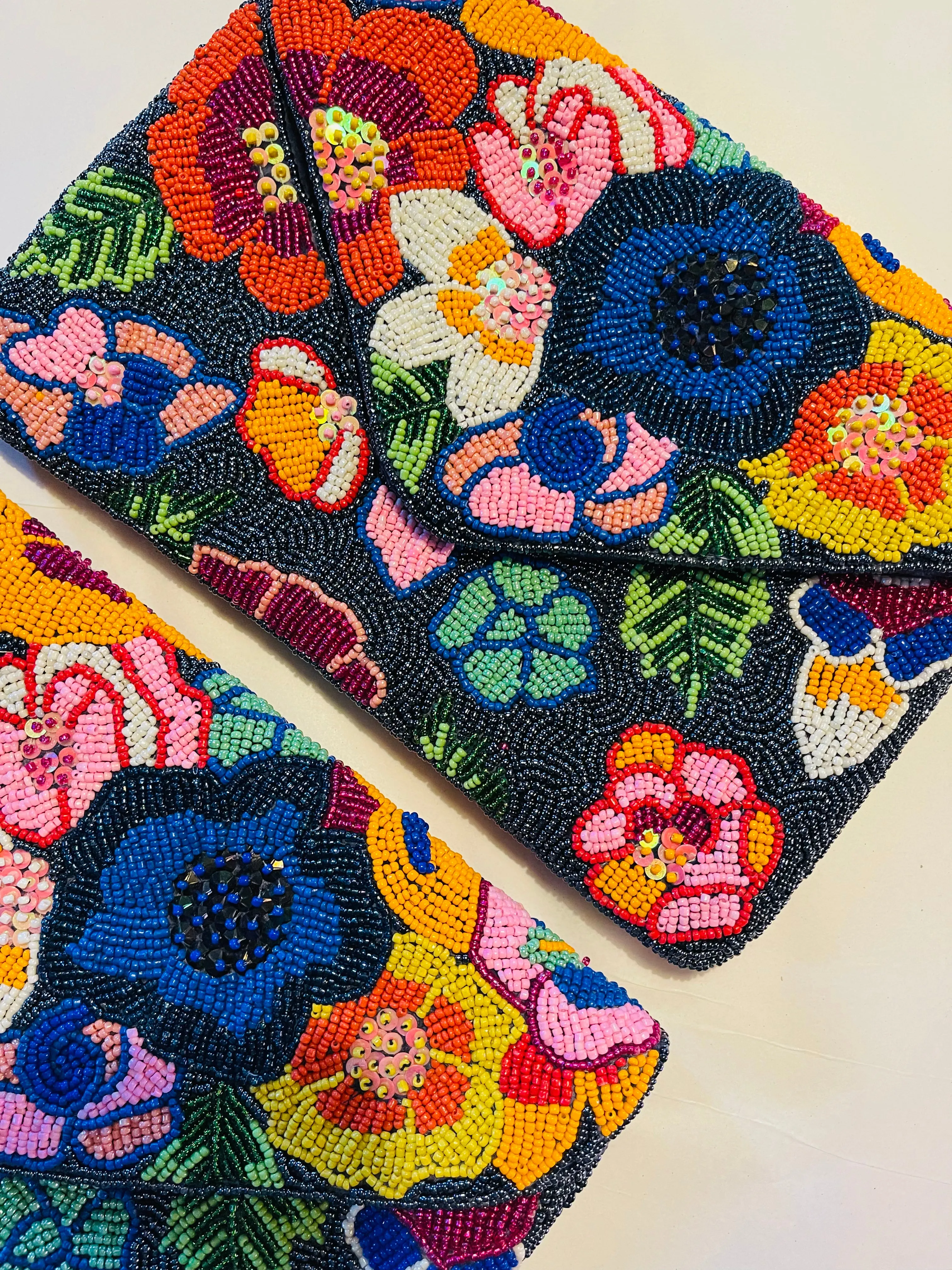 Botanical Garden Handmade Beaded Clutch