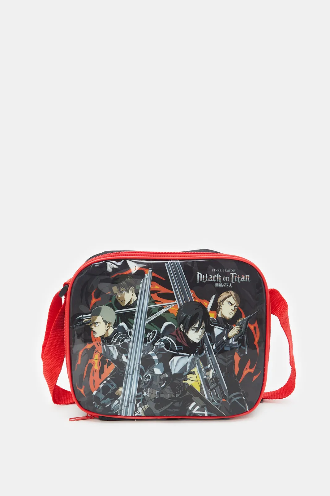 Boys Black And Red Attack On Titan Print Trolley Set (5 Piece)