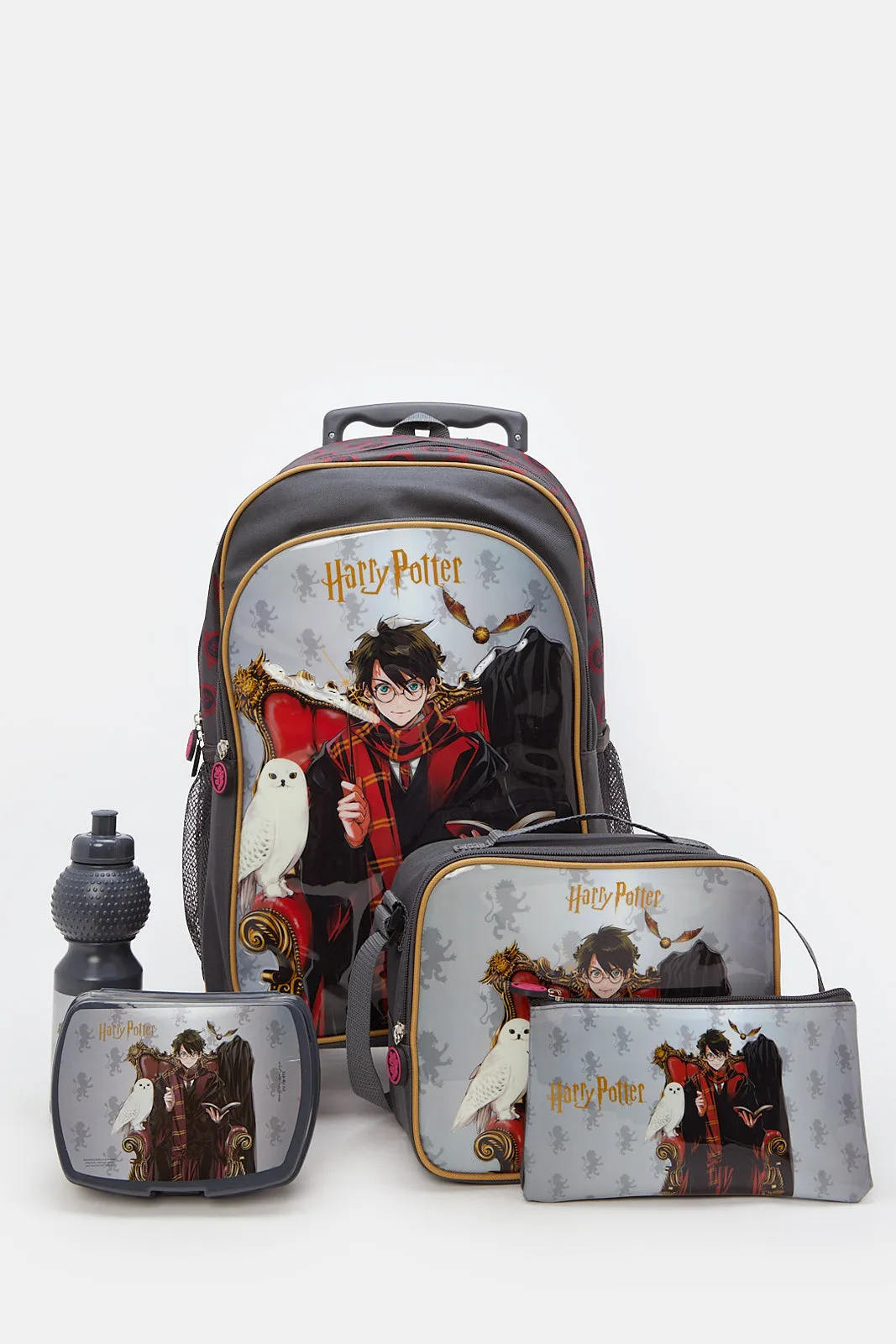 Boys Black Harry Potter Print Trolley Set (5 Piece)