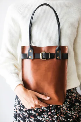 Brown w/ Black Leather Handbag