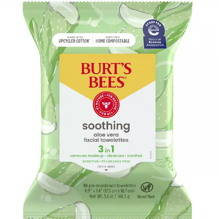 Burt's Bees Facial Towelettes for Sensitive Skin with Aloe Vera 30 Count