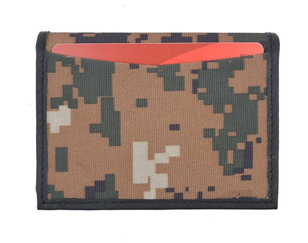 Camo RFID70/ Blocking Premium Leather Business Card Holder Expandable Camouflage