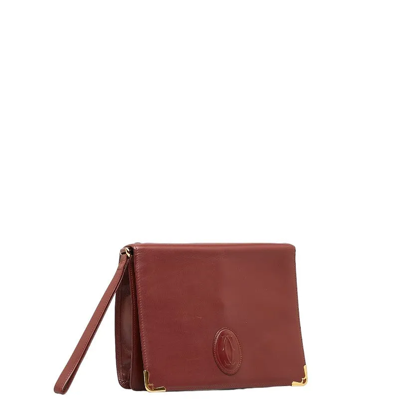 Cartier Must Line Leather Clutch Bag Wine Red