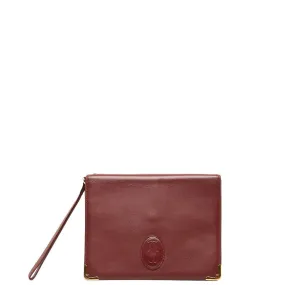 Cartier Must Line Leather Clutch Bag Wine Red