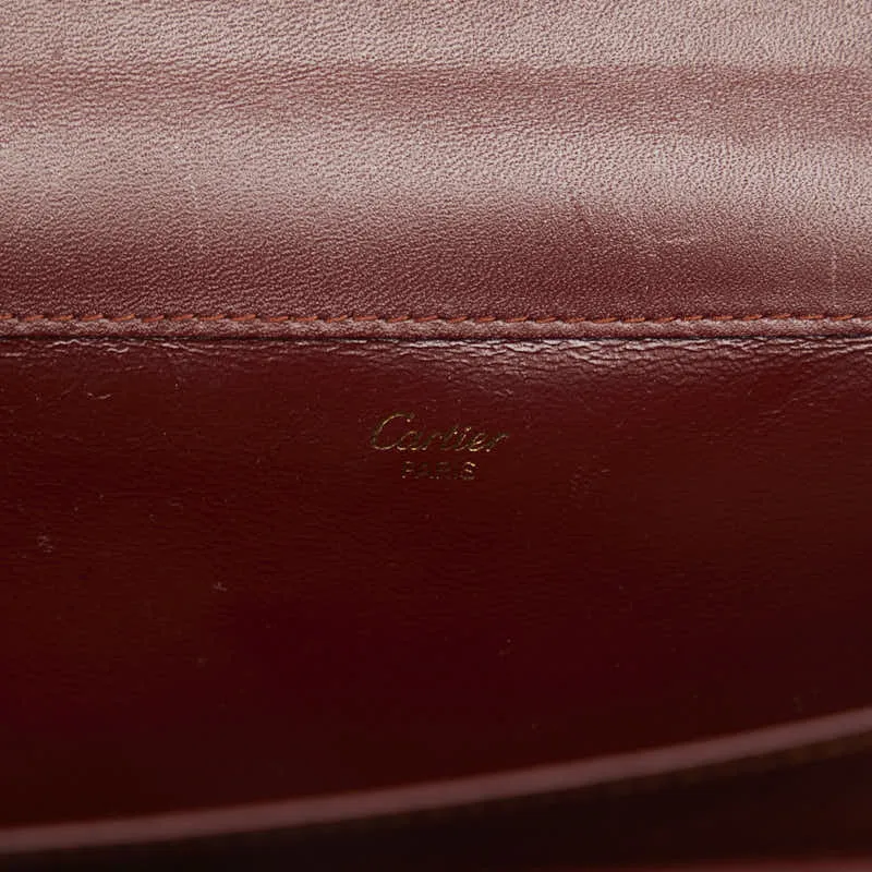 Cartier Must Line Leather Clutch Bag Wine Red