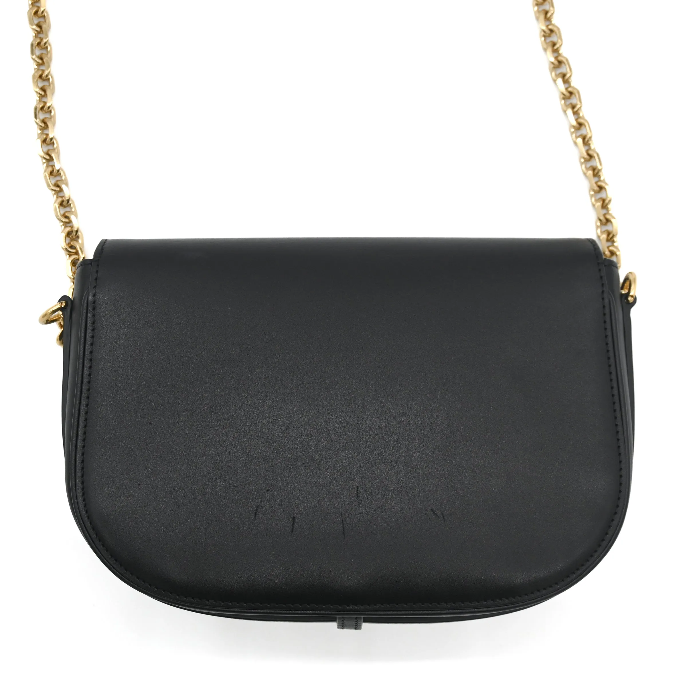 Celine Medium Chain Maillon Chain Triomphe Bag in Black Shiny Calfskin