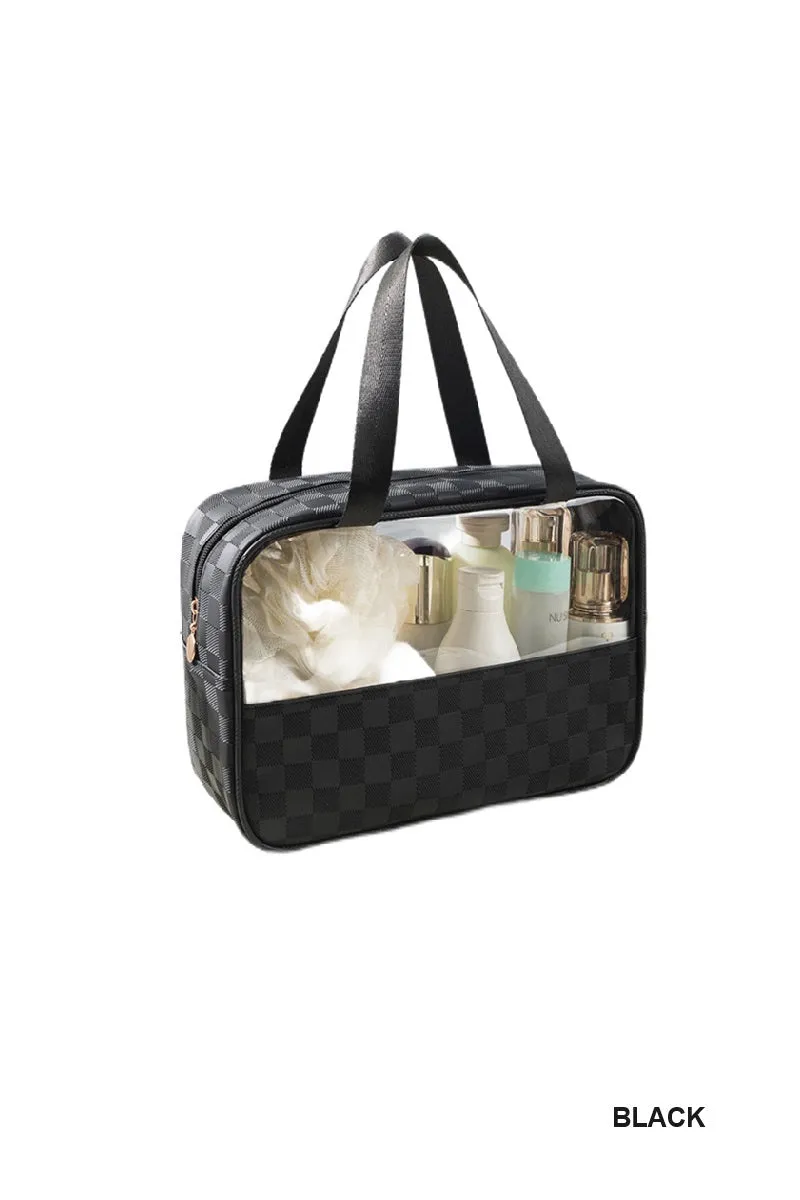 Checkered Pattern Travel Clear Bag