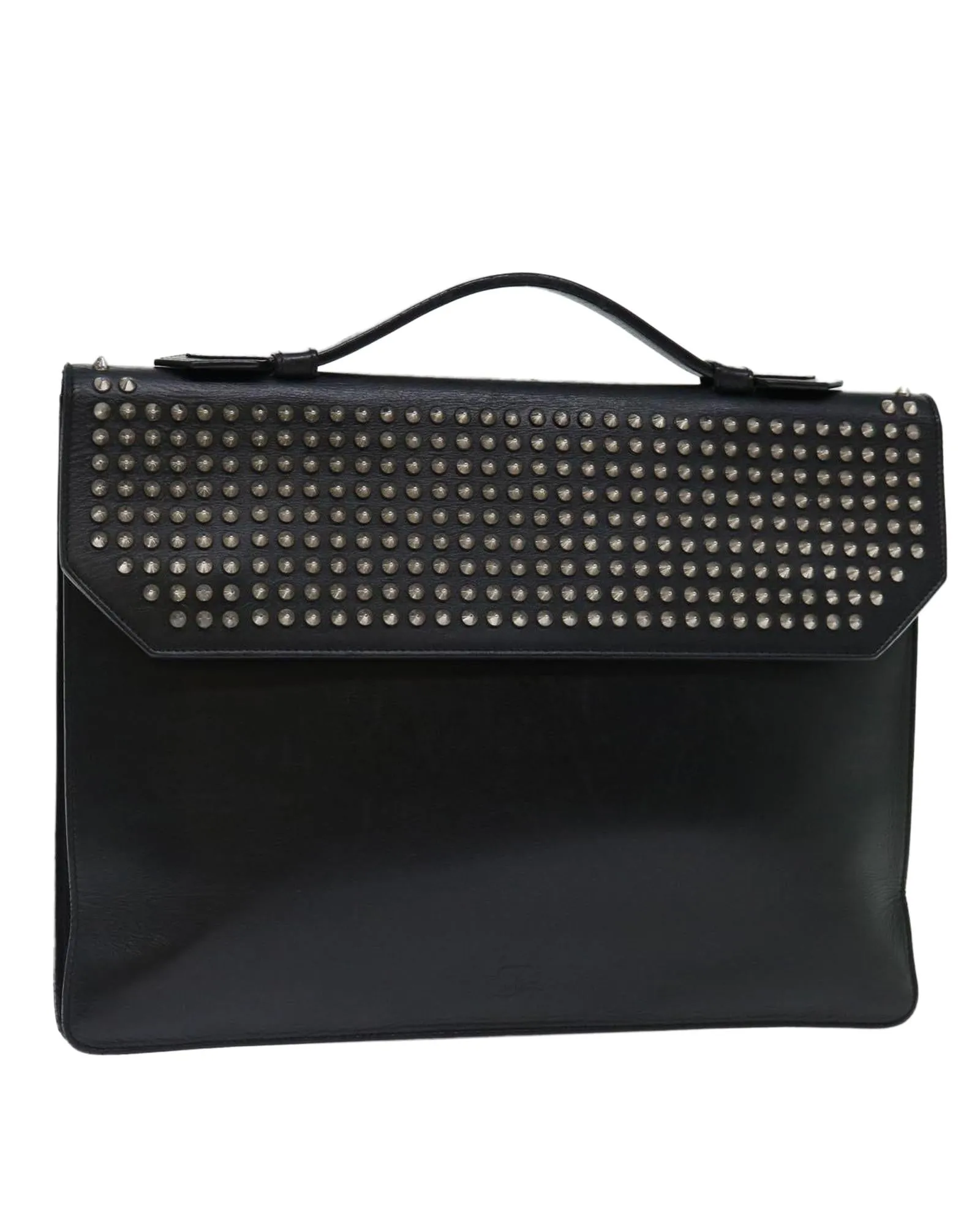 Christian Louboutin Loubiposh Studded Leather Laptop Bag Black