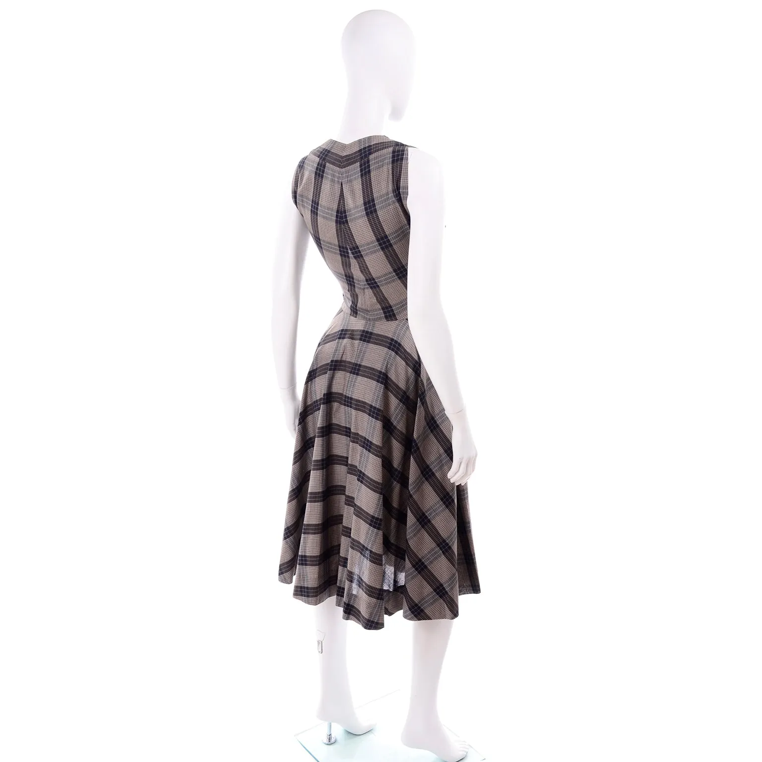 Claire McCardell 1950s Rare Vintage Plaid Sleeveless Day Dress